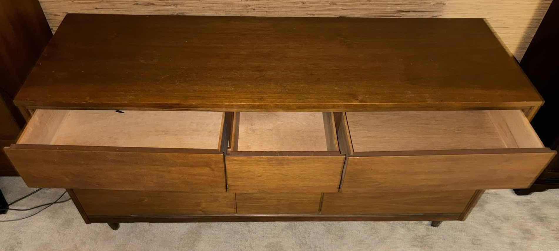 Photo 2 of LA PERIOD FURNITURE MID CENTURY MODERN WALNUT WOODEN 9-DRAWER DRESSER 18” X 58” H29.5”