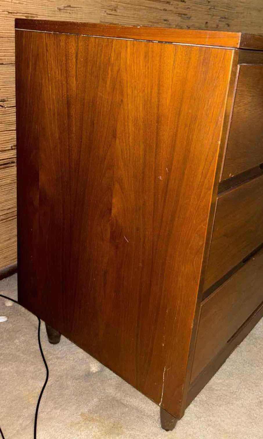 Photo 4 of LA PERIOD FURNITURE MID CENTURY MODERN WALNUT WOODEN 9-DRAWER DRESSER 18” X 58” H29.5”