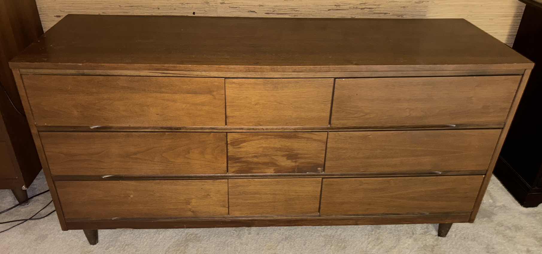 Photo 1 of LA PERIOD FURNITURE MID CENTURY MODERN WALNUT WOODEN 9-DRAWER DRESSER 18” X 58” H29.5”