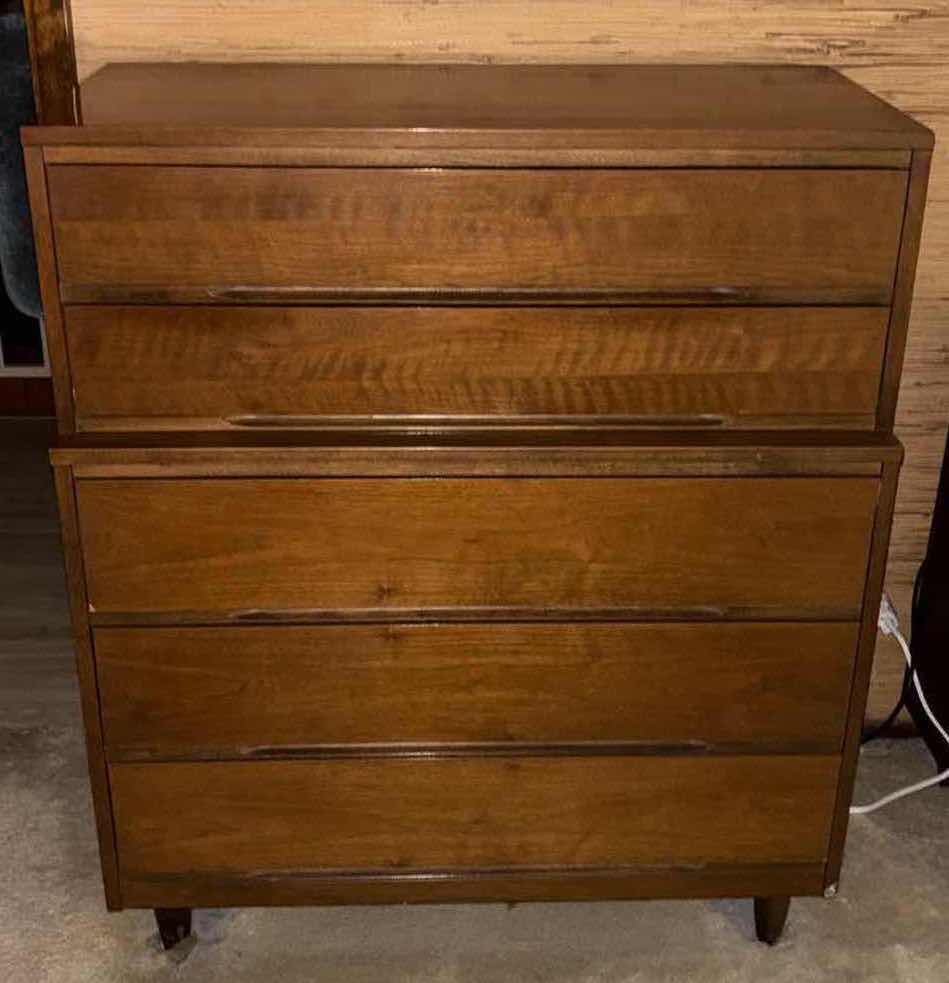 Photo 1 of LA PERIOD FURNITURE MID CENTURY MODERN WALNUT WOODEN 5-DRAWER TALL DRESSER 18” X 36” H42.25”