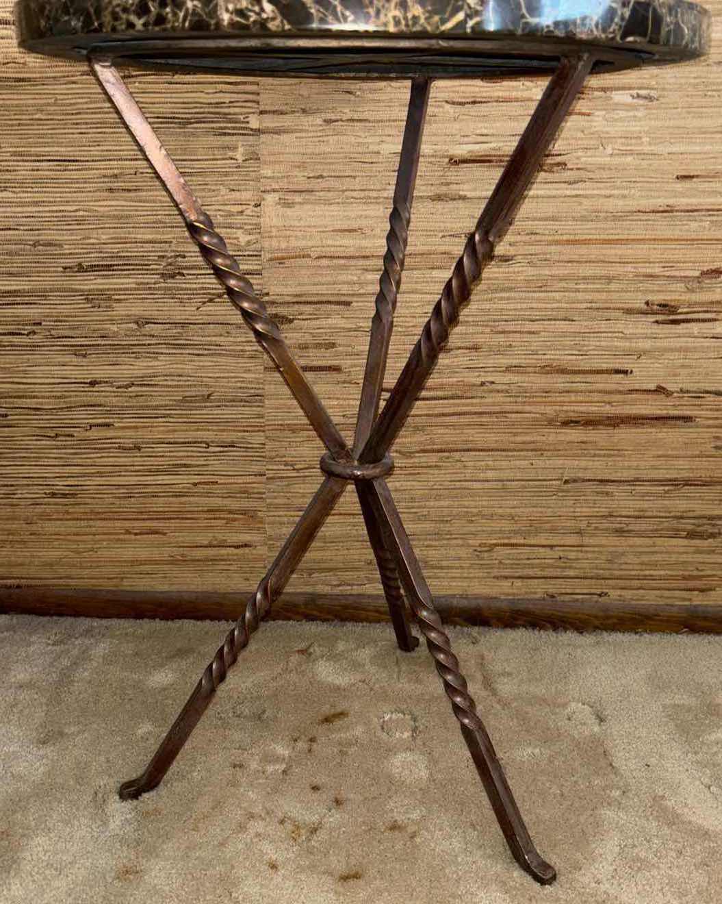 Photo 2 of BRONZED CAST IRON SIDE TABLE W MARBLE TOP (MADE IN THE PHILIPPINES)