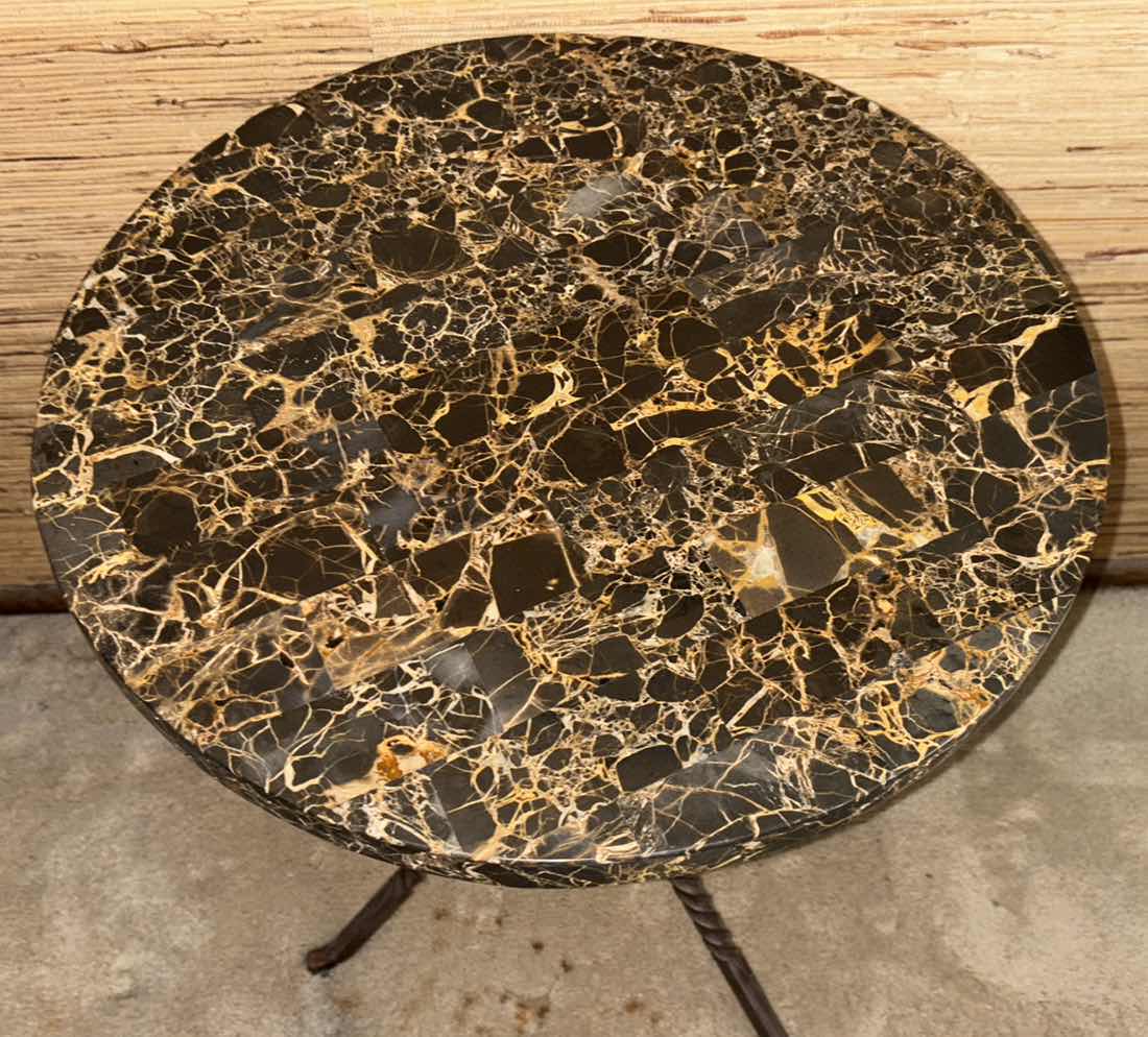 Photo 3 of BRONZED CAST IRON SIDE TABLE W MARBLE TOP (MADE IN THE PHILIPPINES)