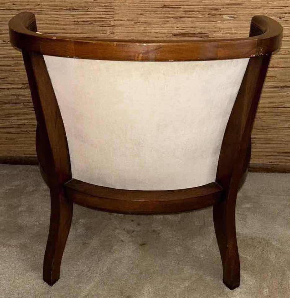 Photo 3 of MID CENTURY BARREL BACK VELVET & CANE BACK CHAIR 24.5” X 26.25” H28.5”