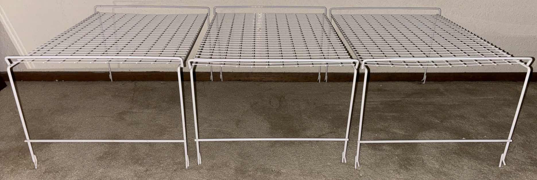 Photo 2 of 3 PC STACKABLE WIRE SHELVES (EACH SHELF 15.5” X 21.75” H11.75”)