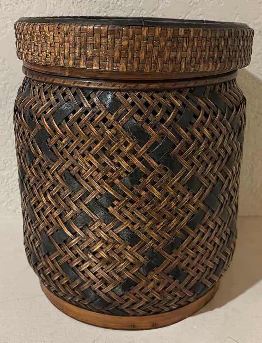 Photo 2 of SMALL WOVEN STORAGE BASKET W LID 10” X 10” H12.25”