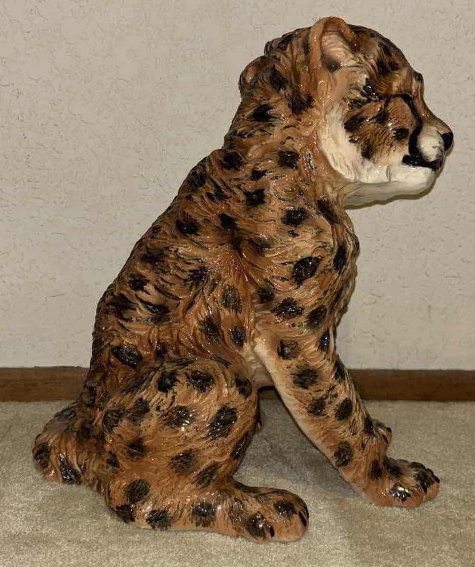 Photo 2 of PORCELAIN BABY CHEETAH STATUE 13.25” X 9.5” H15”