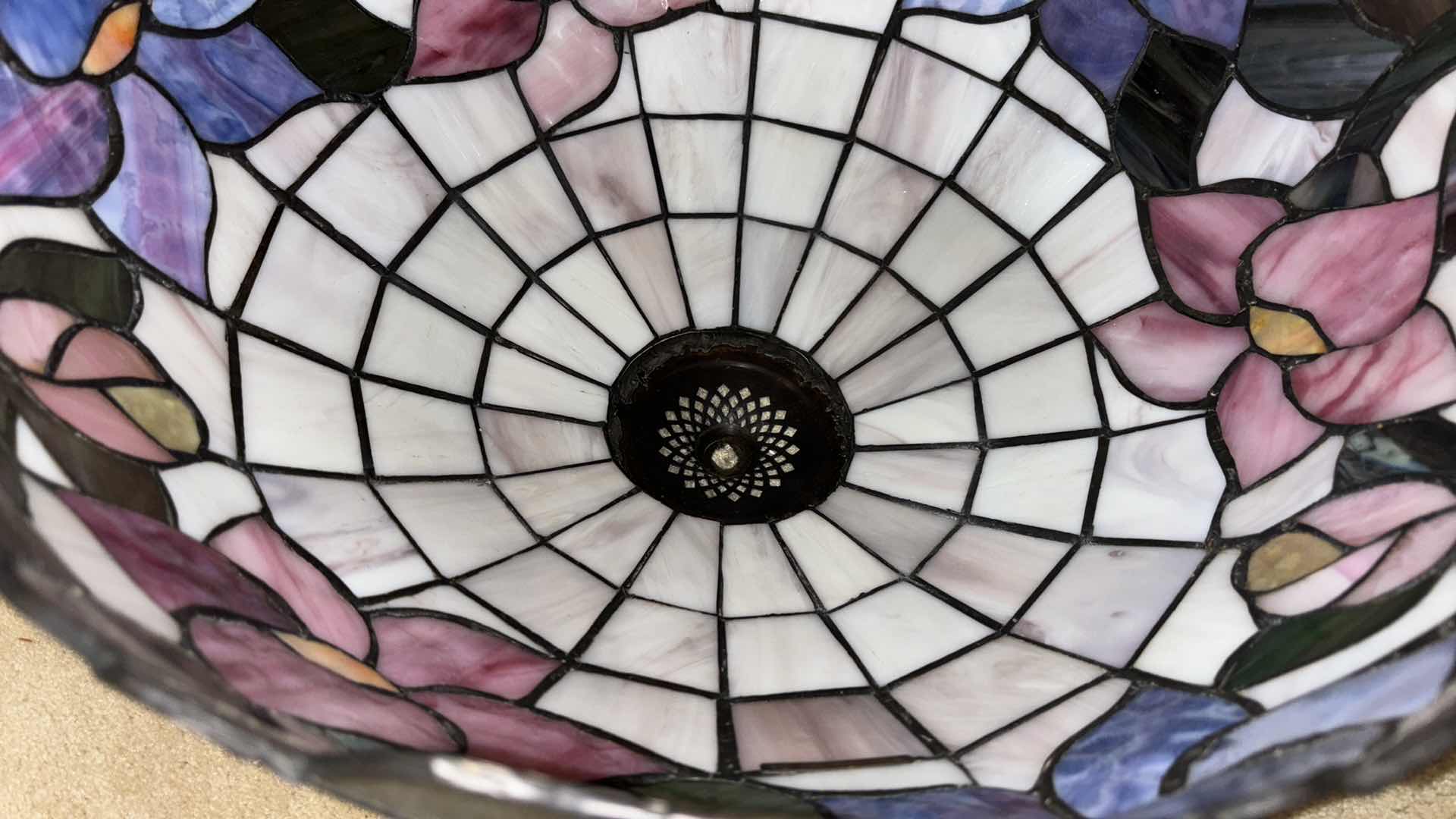 Photo 4 of TIFFANY STYLE STAINED GLASS LAMP SHADE 17”D