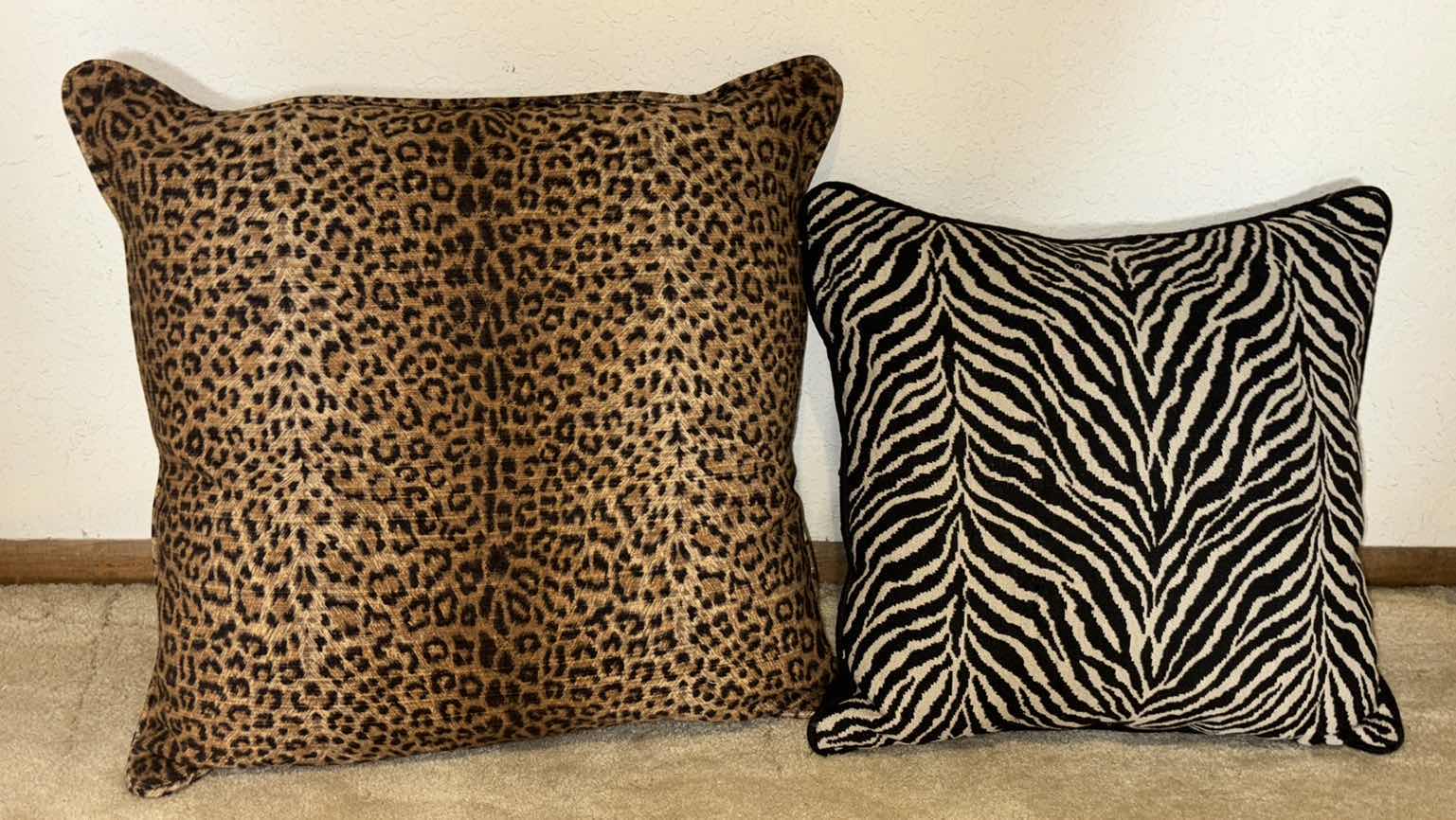 Photo 1 of 2 PC ANIMAL PRINT THROW PILLOWS (20” & 16”)