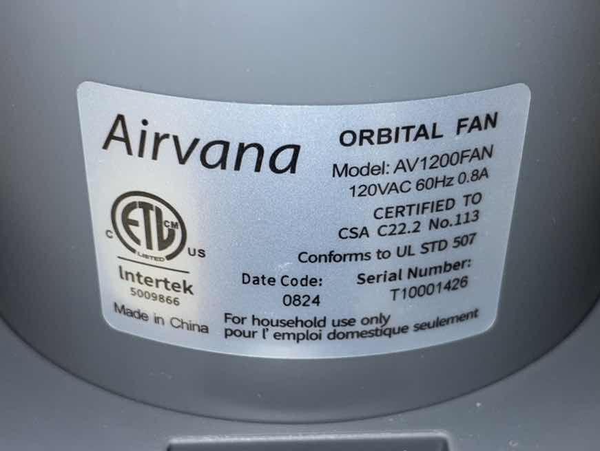 Photo 9 of AIRVANA 8.5” ORBITAL OSCILLATING POWER FAN (AV1200FAN)