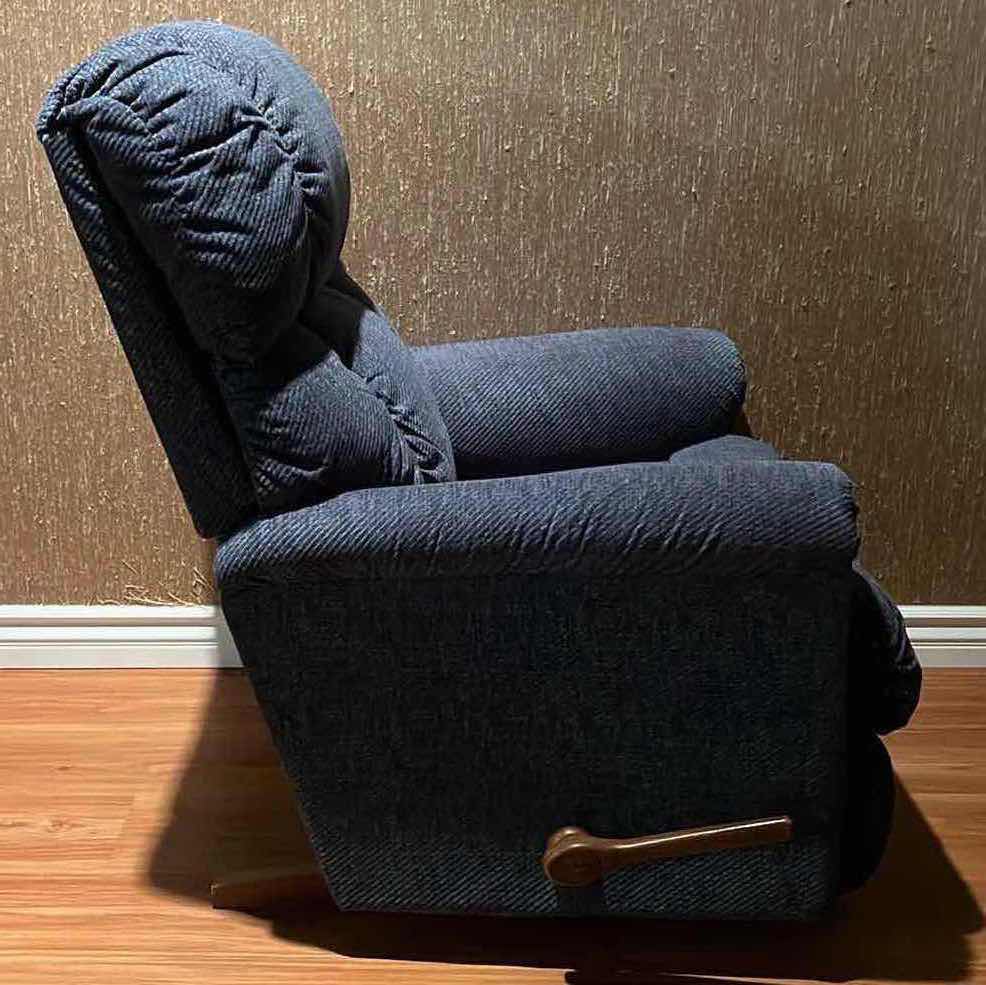 Photo 4 of LA-Z-BOY BLUE PINNACLE MANUAL RECLINER CHAIR 32” X 37” H40”