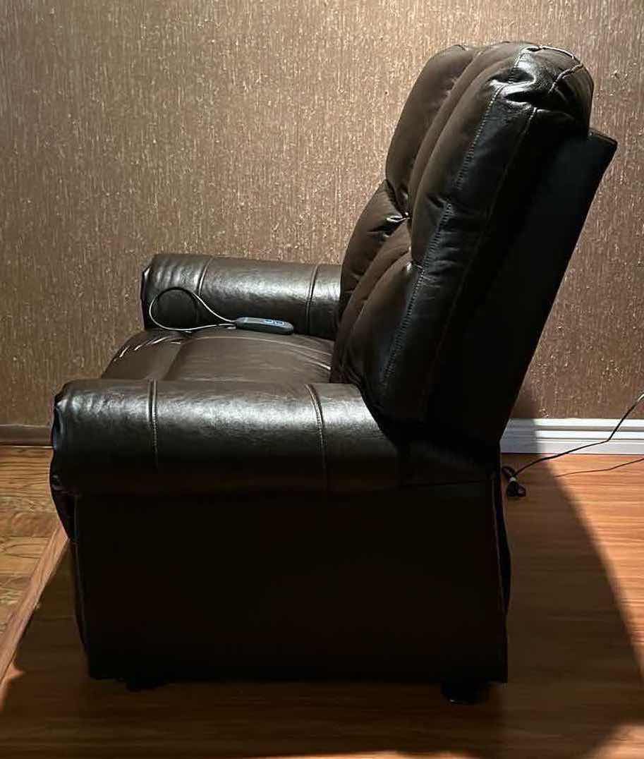 Photo 7 of CATNAPPER OVERSIZED POWER LIFTER DARK BROWN LEATHER RECLINER CHAIR 45” X 42” H48”-67” (READ NOTES)