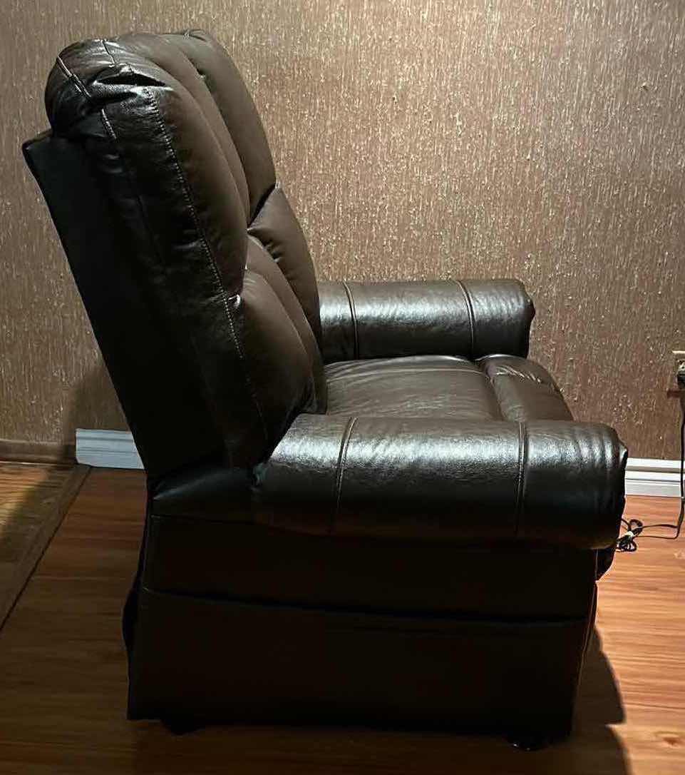 Photo 5 of CATNAPPER OVERSIZED POWER LIFTER DARK BROWN LEATHER RECLINER CHAIR 45” X 42” H48”-67” (READ NOTES)