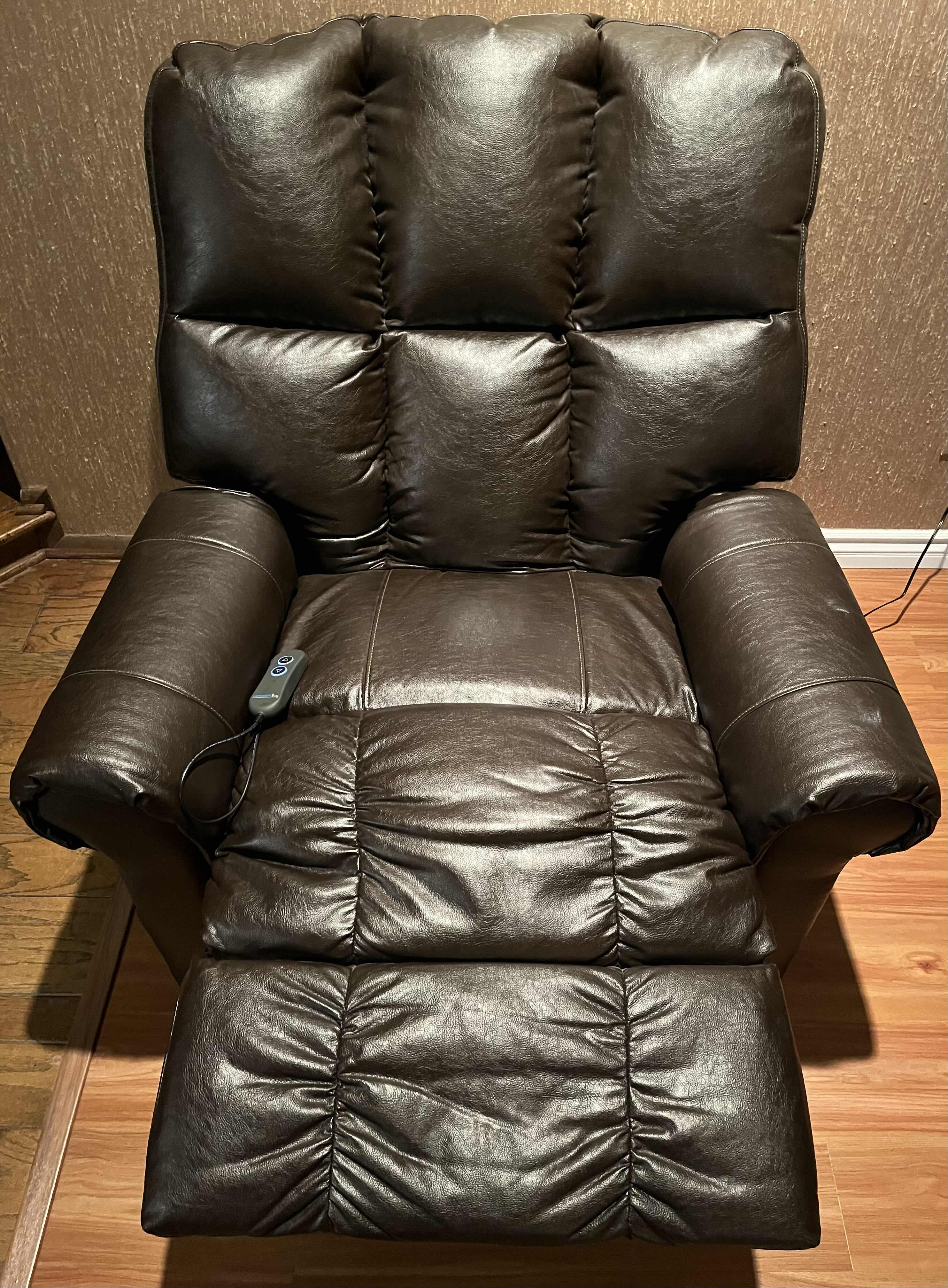 Photo 3 of CATNAPPER OVERSIZED POWER LIFTER DARK BROWN LEATHER RECLINER CHAIR 45” X 42” H48”-67” (READ NOTES)