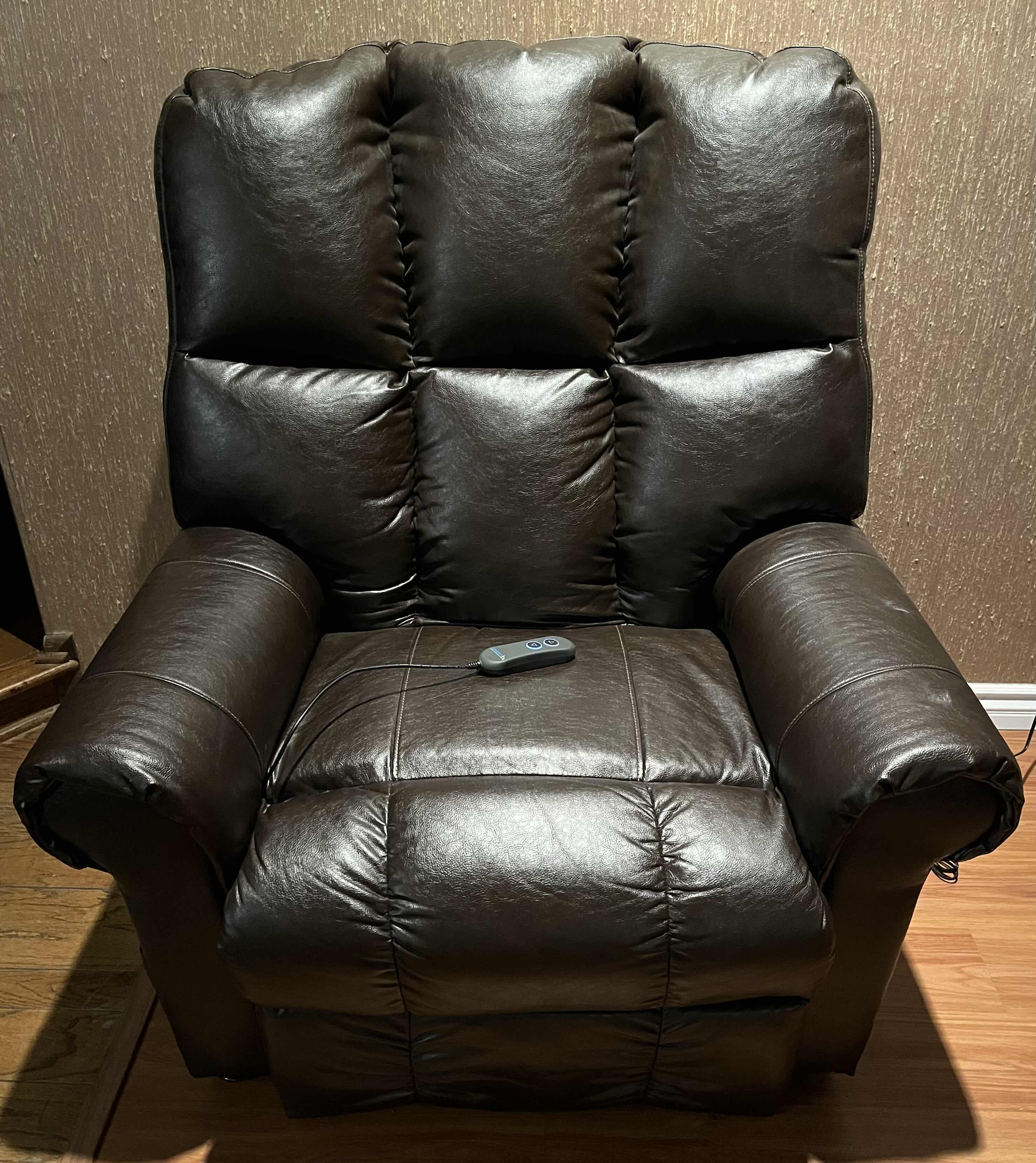 Photo 2 of CATNAPPER OVERSIZED POWER LIFTER DARK BROWN LEATHER RECLINER CHAIR 45” X 42” H48”-67” (READ NOTES)