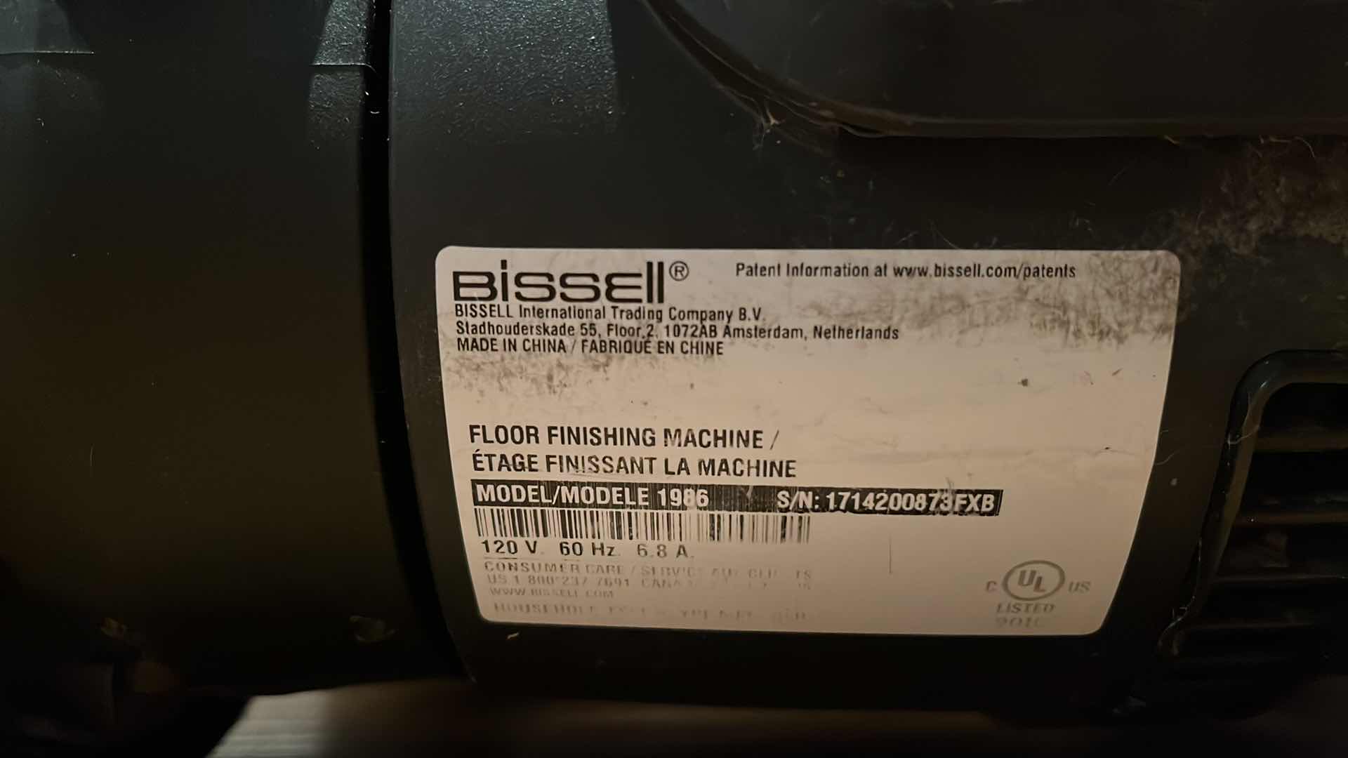 Photo 5 of BISSELL PRO HEAT 2X REVOLUTION PET PRO FLOOR CLEANER FINISHING MACHINE MODEL 1986