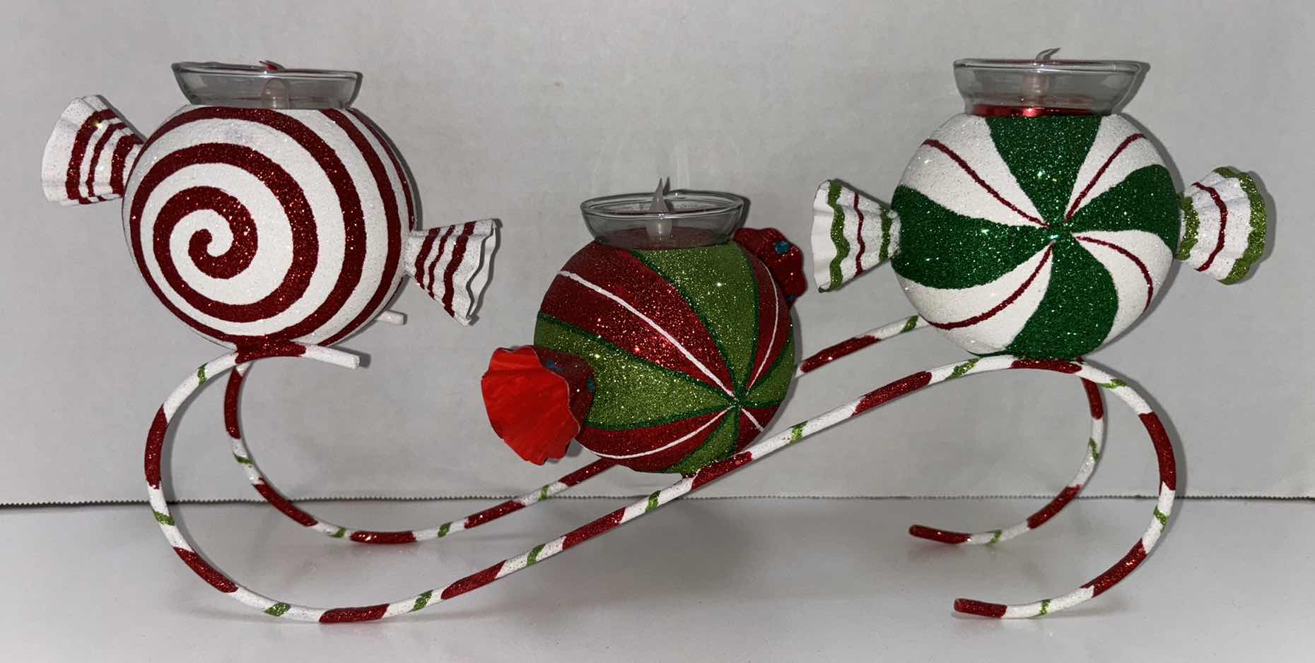 Photo 1 of CHRISTMAS GLITTERY CANDY LED TEALIGHT HOLDER  5.25” X 15.25” H7.25”