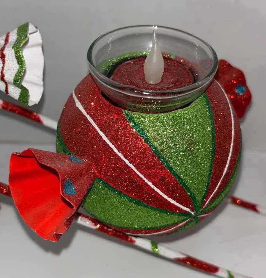 Photo 3 of CHRISTMAS GLITTERY CANDY LED TEALIGHT HOLDER  5.25” X 15.25” H7.25”