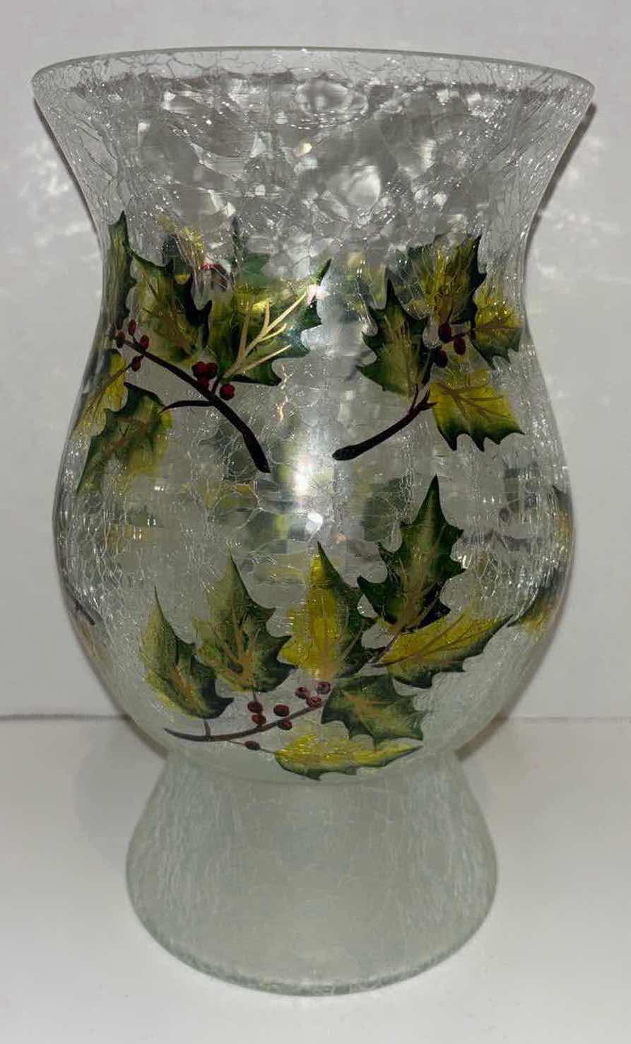 Photo 1 of LIGHTSCAPES UNIVERSAL 10.25” CRACKLED GLASS CHRISTMAS TABLE DECOR/VASE