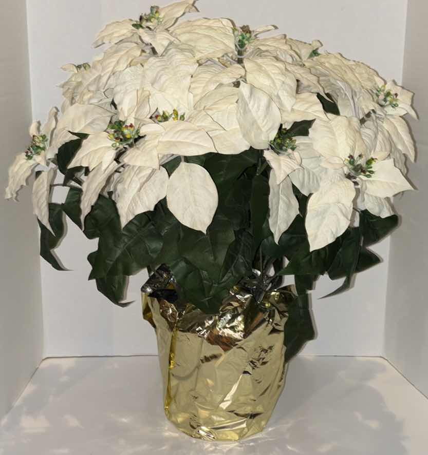 Photo 1 of 24” FAUX WHITE POINSETTIA PLANT