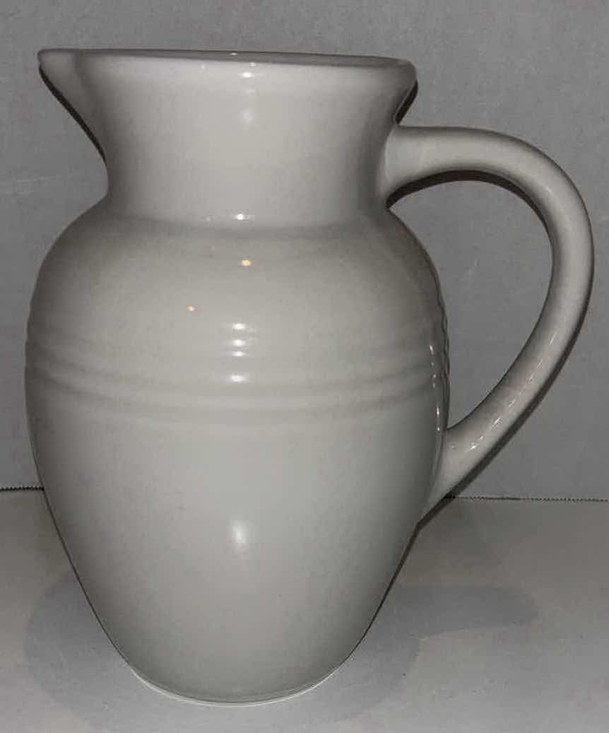 Photo 1 of LE CREUSET STONEWARE 9” PITCHER, 2 QUART