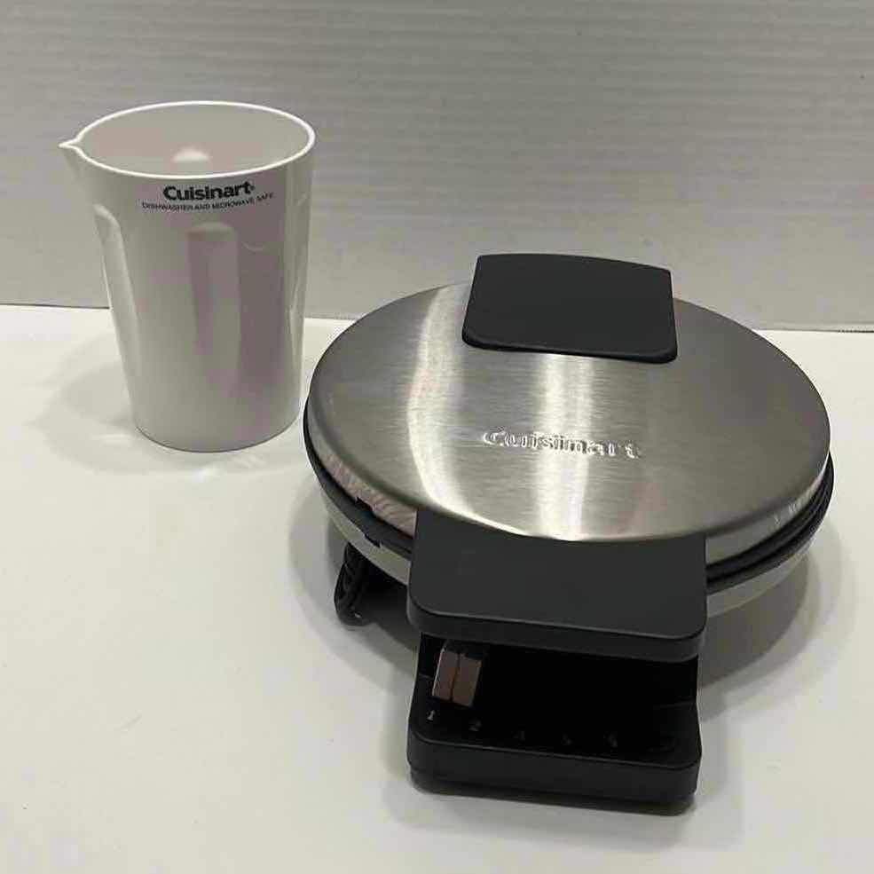 Photo 1 of CUISINART CLASSIC STAINLESS STEEL WAFFLE MAKER W BATTER PITCHER MODEL WMR-CA