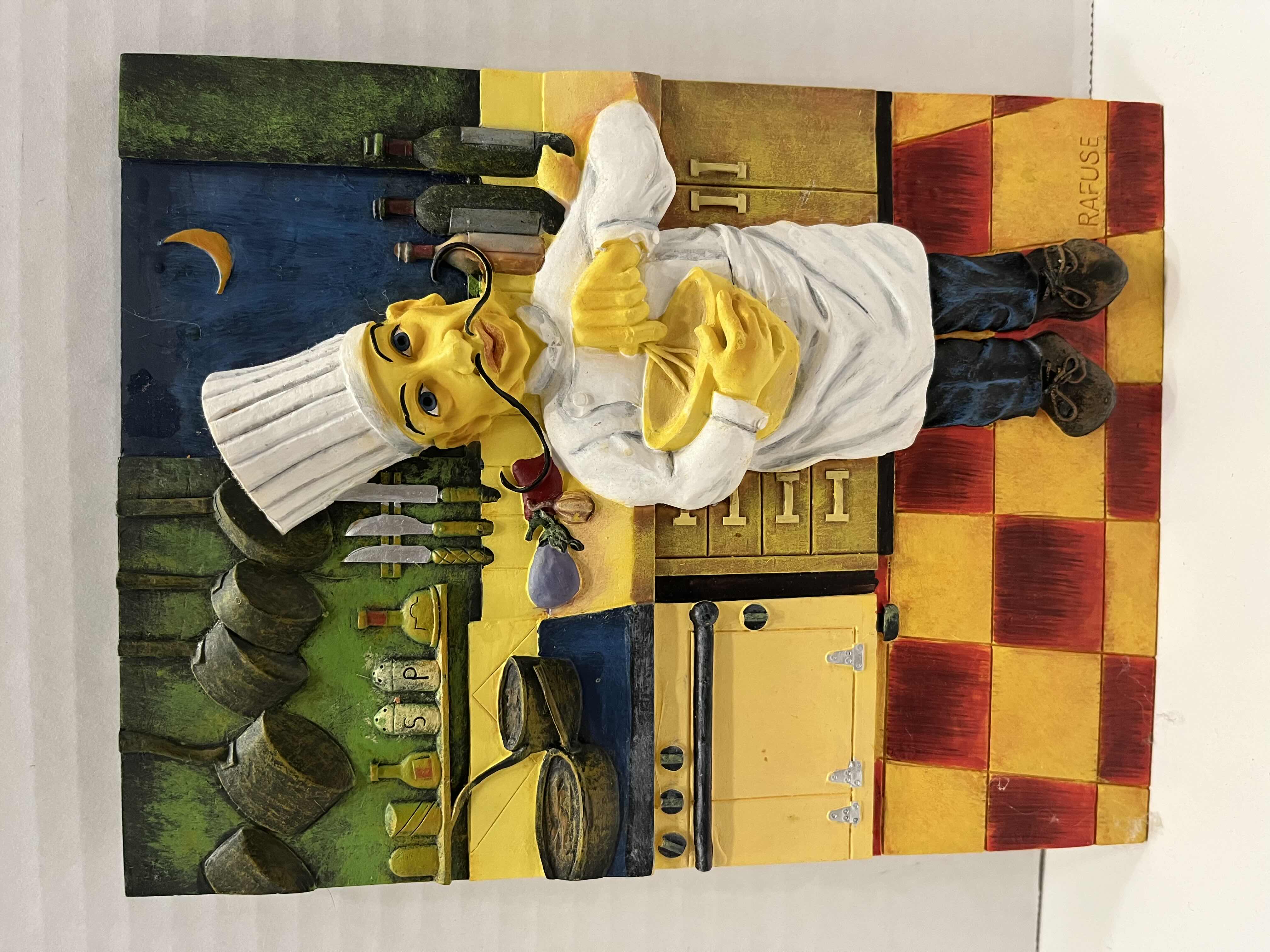 Photo 1 of CHEF HENRI 3D CERAMIC TILE WALL ART BY WILL RAFUSE 6” X 8”