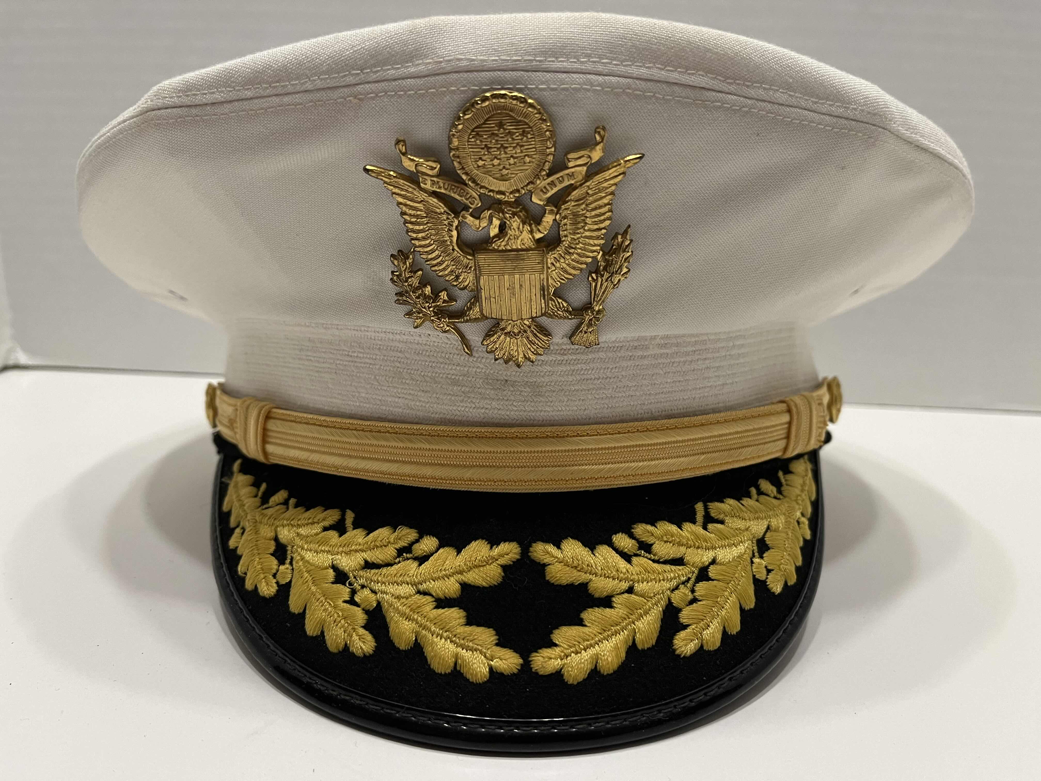 Photo 1 of ORIGINAL US ARMY SERVICE FIELD OFFICER DRESS WHITE CAP MENS SIZE 7 1/4