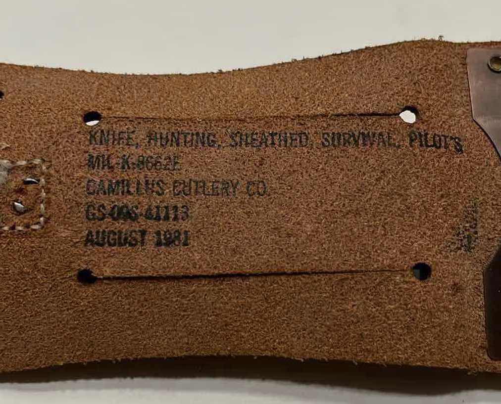 Photo 4 of CAMILLUS CUTLERY CO. PILOTS COMBAT SURVIVAL 10” FIXED BLADE KNIFE W SHARPENING STONE & LEATHER SHEATH