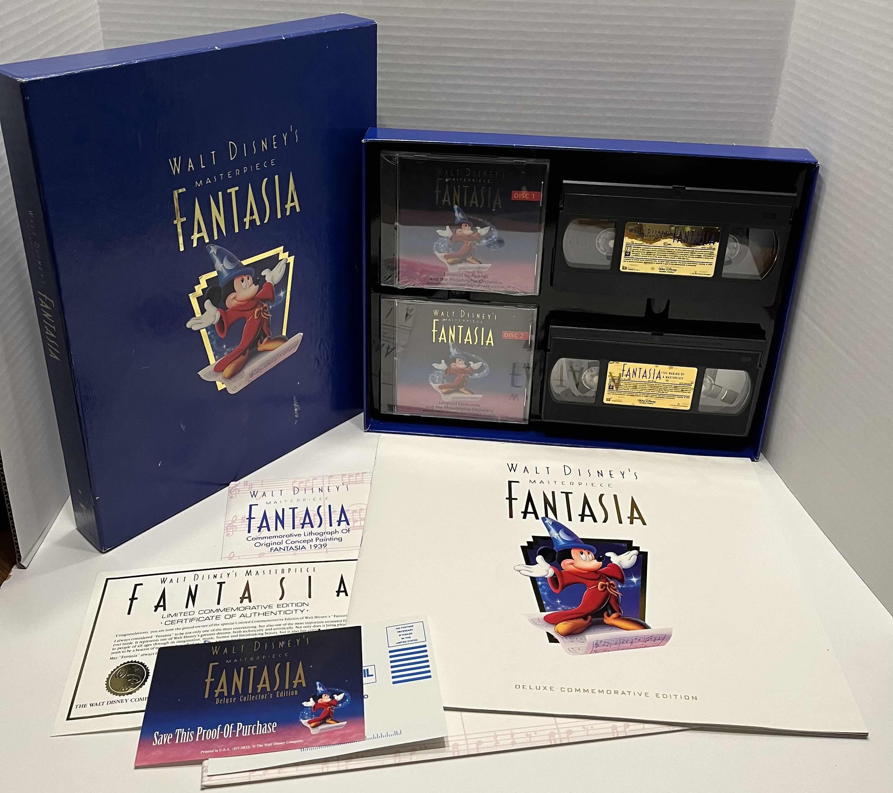 Photo 1 of WALT DISNEY MASTERPIECE LIMITED COMMEMORATIVE EDITION FANTASIA VHS MOVIE & SOUNDTRACK W COA, LITHOGRAPH