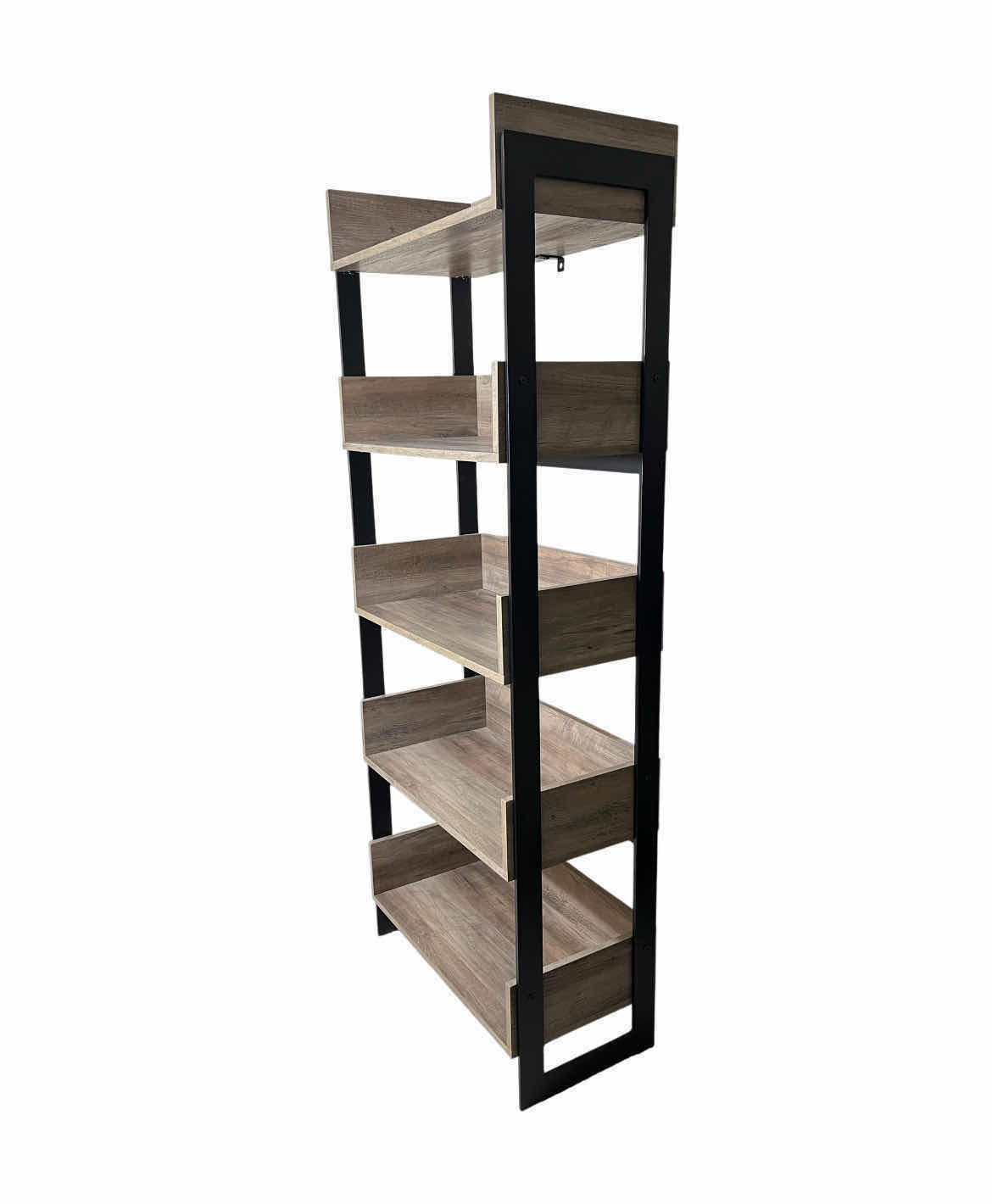 Photo 1 of WALKER EDISON MORTY GRAY WASH WOOD FINISH BLACK METAL FRAME BOOKSHELF 25” X 13” H64”