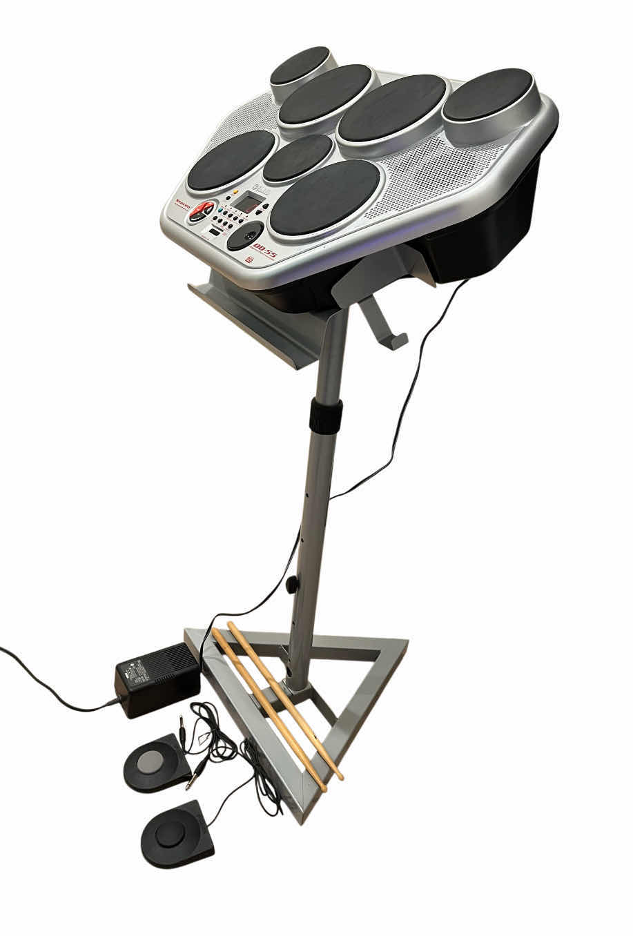 Photo 1 of YAMAHA ELECTRIC 7-PAD DIGITAL PERCUSSION STEREO SAMPLED DRUM SET DD-55 W CAM RECANATI QUIK LOK DRUM STAND