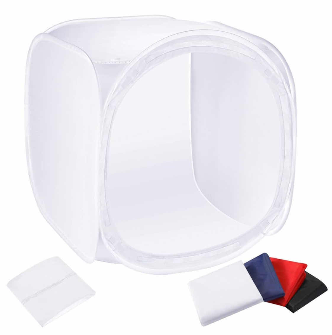 Photo 1 of NEEWER PHOTO STUDIO SHOOTING TENT LIGHT CUBE DIFFUSION SOFT BOX KIT W 4 BACKDROP COLORS IN ZIPPER CASE 24”x 24”