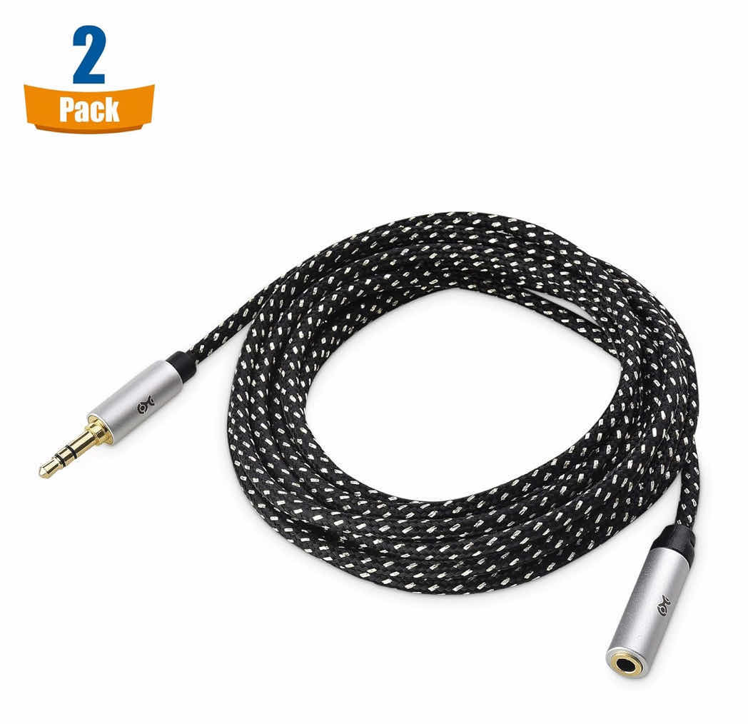 Photo 1 of CABLE MATTERS 2-PACK HEADPHONE 3.5mm EXTENSION CABLE/AUX, 10 FT, BLACK