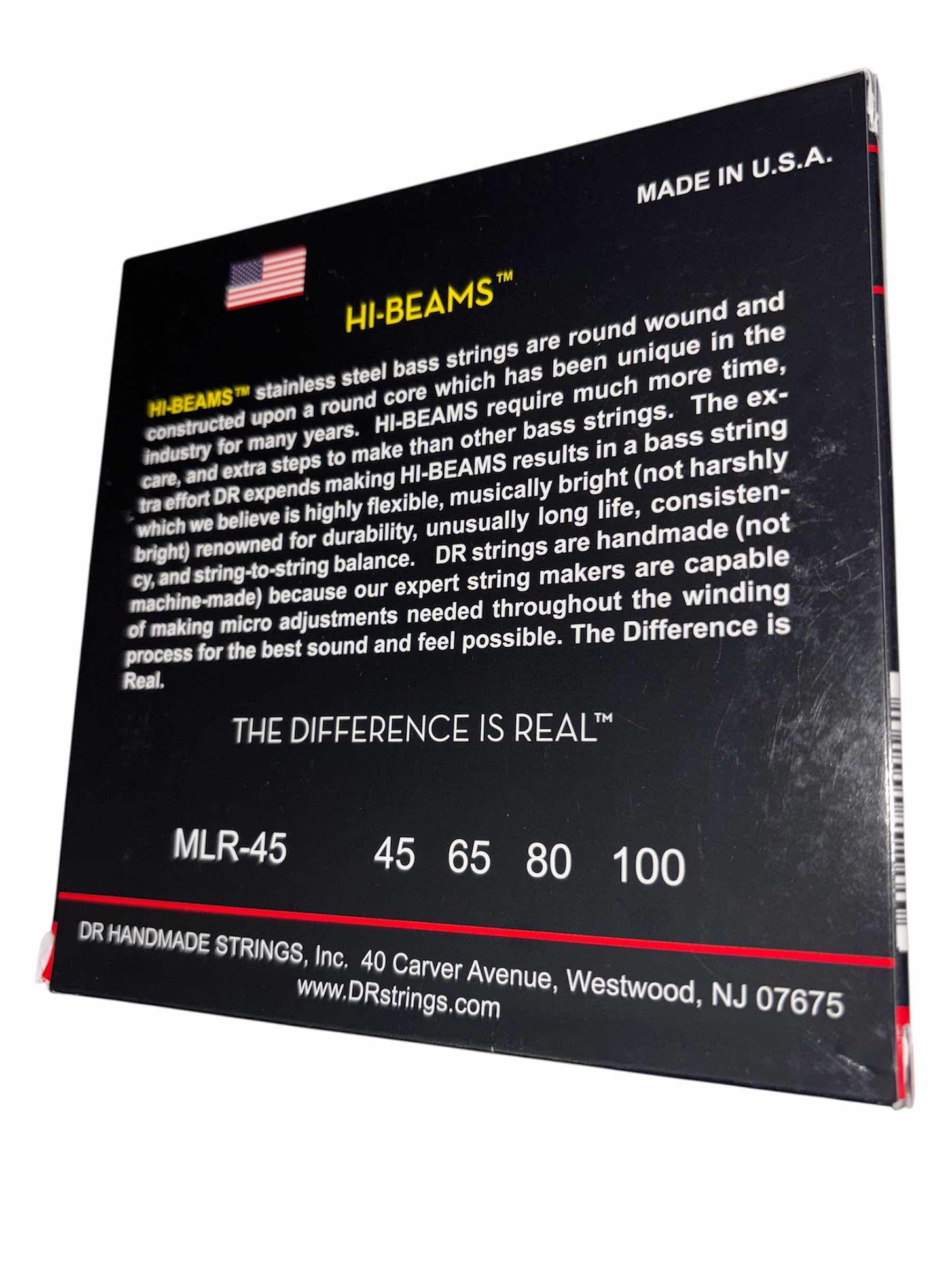 Photo 1 of DR STRINGS HI-BEAM STAINLESS STE BASS GUITAR STRINGS .045-.100 MEDIUM-LIGHT MLR-45