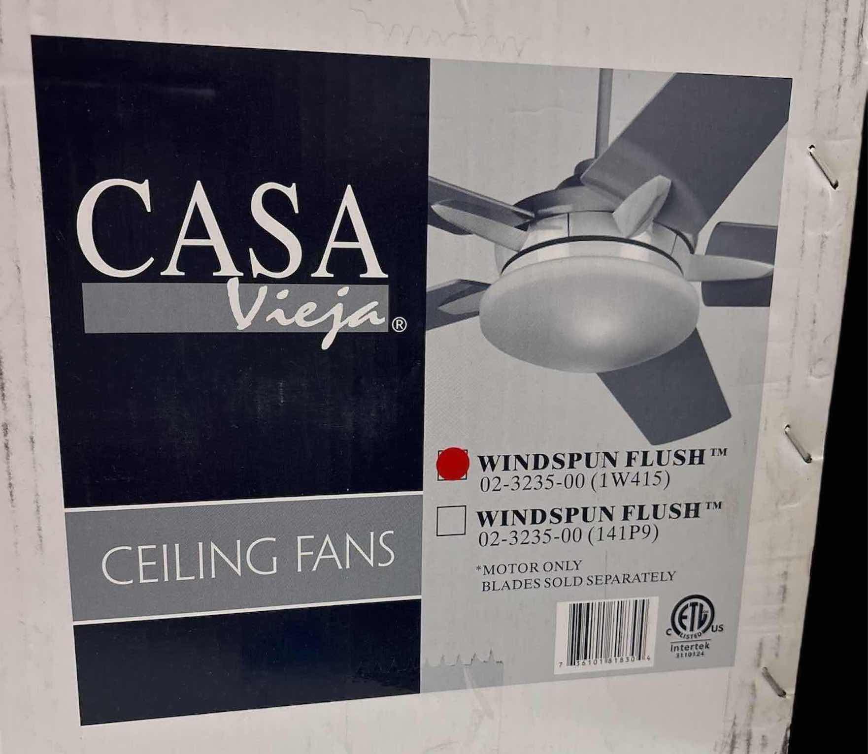 Photo 1 of NEW CASA VIEJA 52” WINDSPUN FLUSH CEILING FAN, BRUSHED NICKEL 1W415 (MOTOR ONLY, BLADES SOLD SEPARATELY)