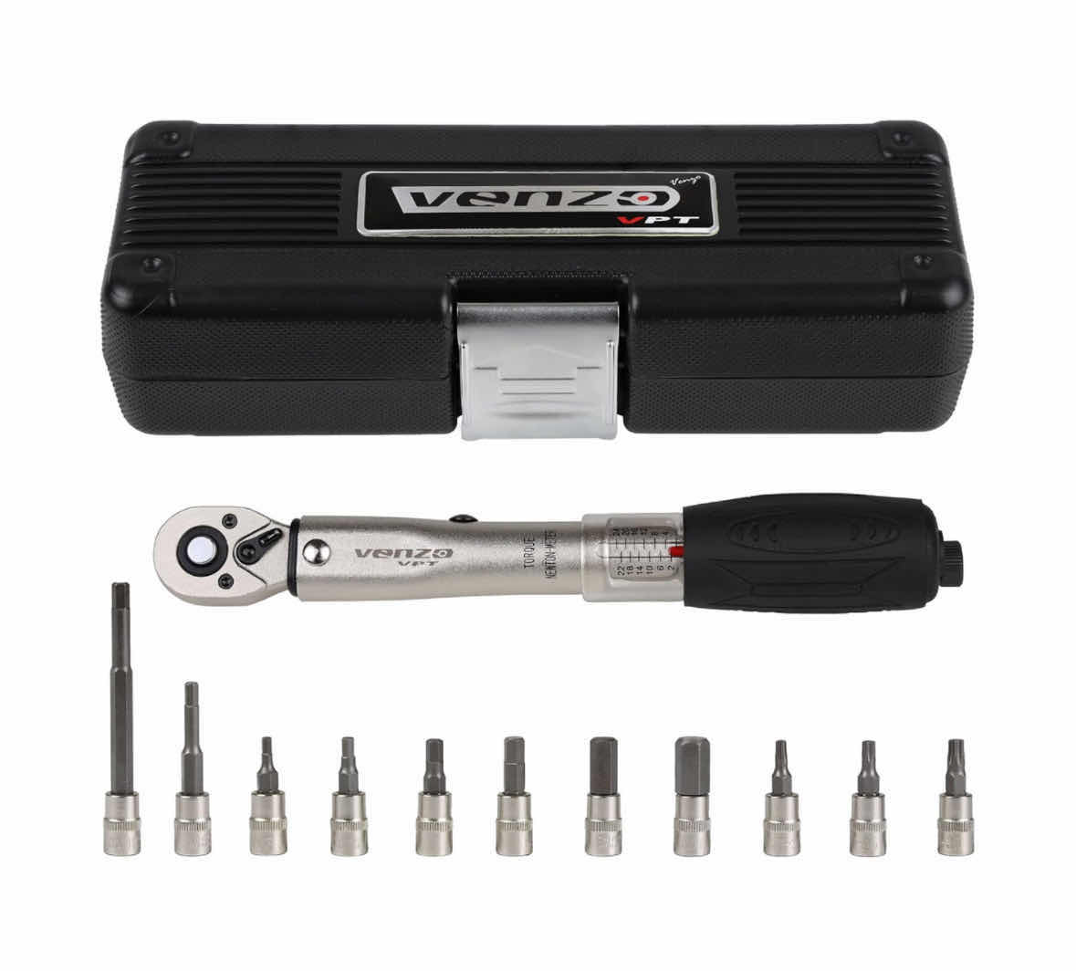 Photo 1 of VENZO 1/4” DRIVE CLICK TORQUE WRENCH SET 2-22Nm BICYCLE MAINTENANCE FOR ROAD & MOUNTAIN BIKES, INCLUDES ALLEN & TORX SOCKETS 4mm & 5mm