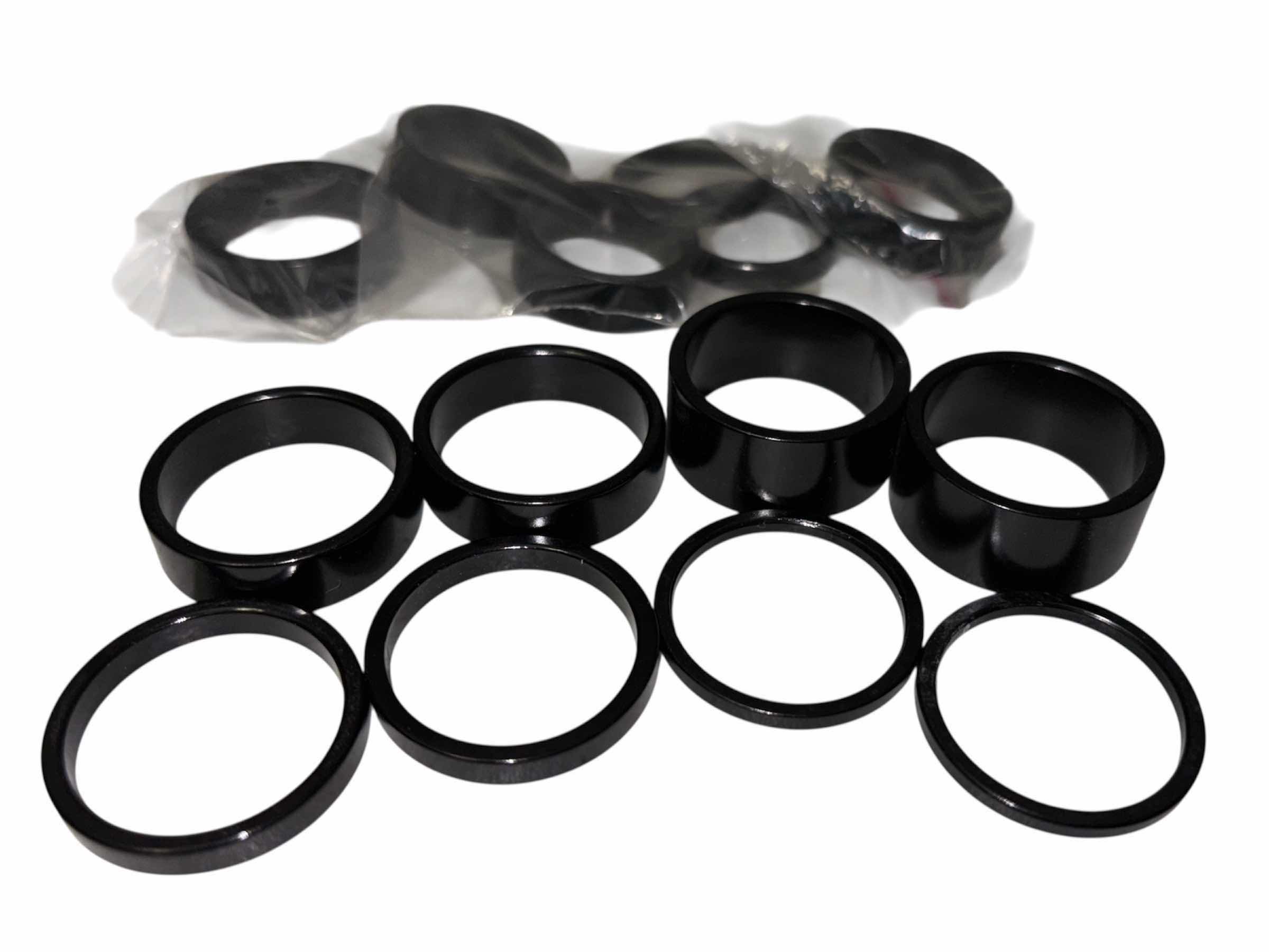 Photo 1 of UNBRANDED HOLLOW HEADSET SPACERS, 18 PCS BLACK/CARBON FIBER