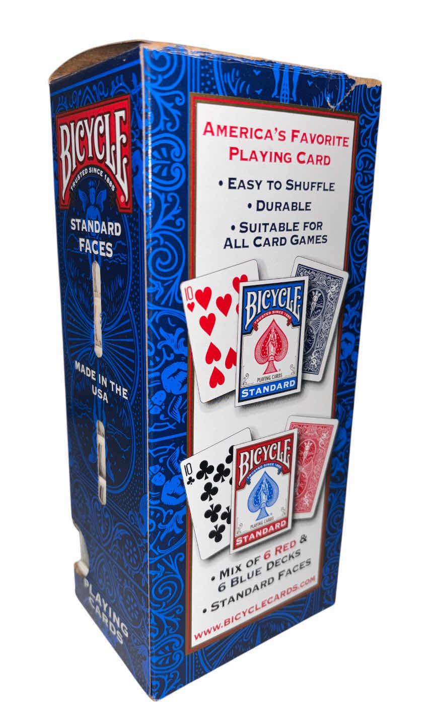 Photo 1 of NEW BICYCLE PLAYING CARDS, POKER SIZE 12 PACK (6 BLUE, 6 RED)