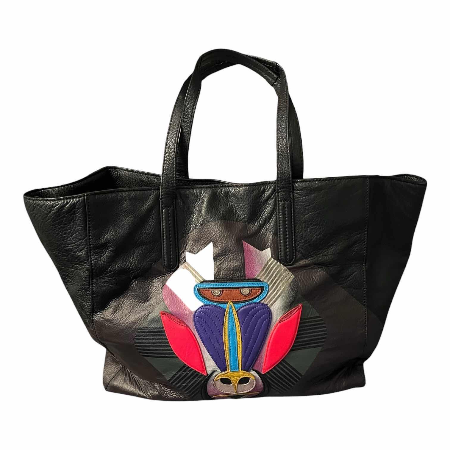 Photo 1 of LIEBESKIND BERLIN BABOON FACE BLACK LEATHER SHOULDER BAG TOTE 15” X 5.5” H13”