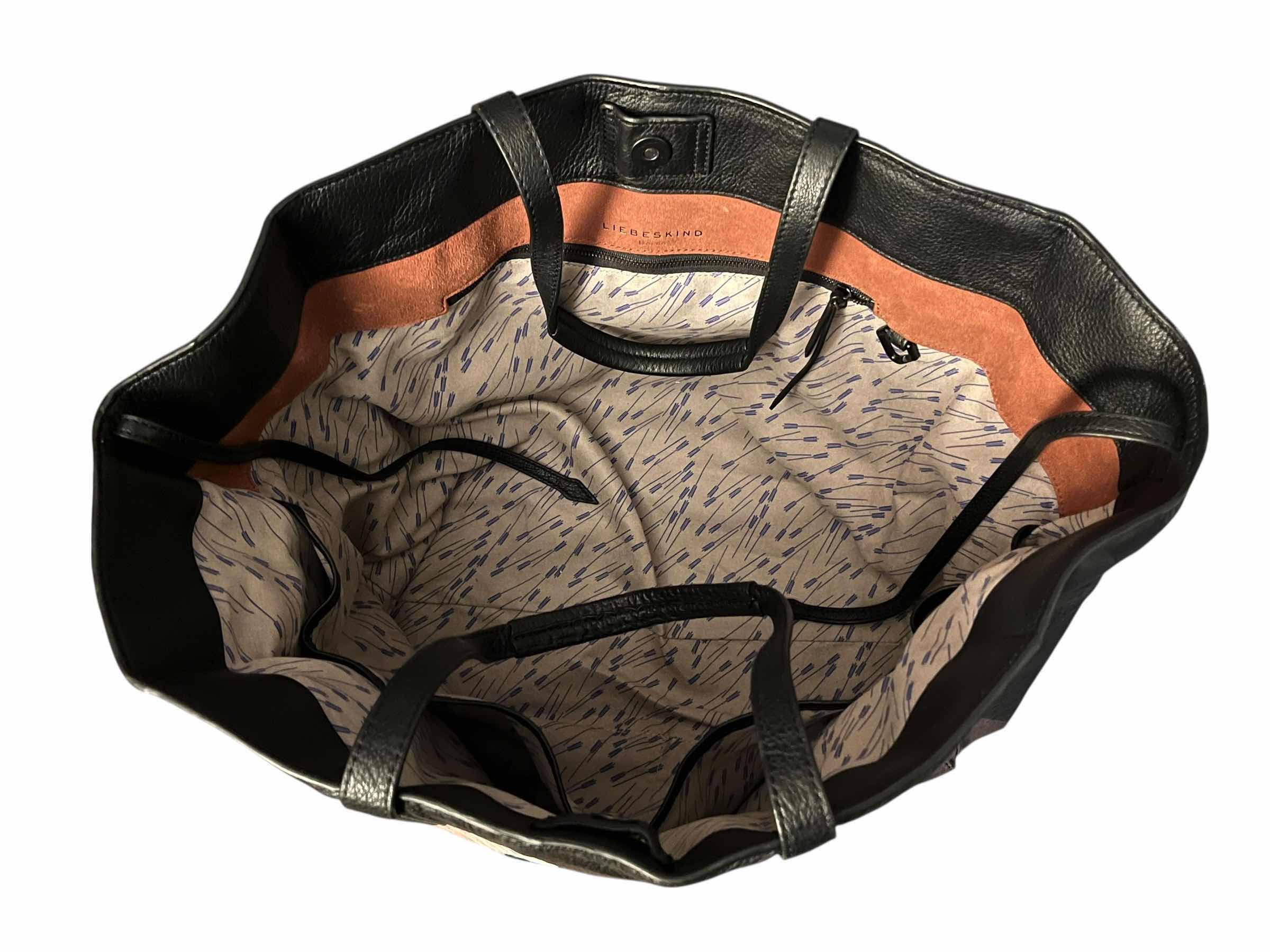 Photo 1 of LIEBESKIND BERLIN BABOON FACE BLACK LEATHER SHOULDER BAG TOTE 15” X 5.5” H13”