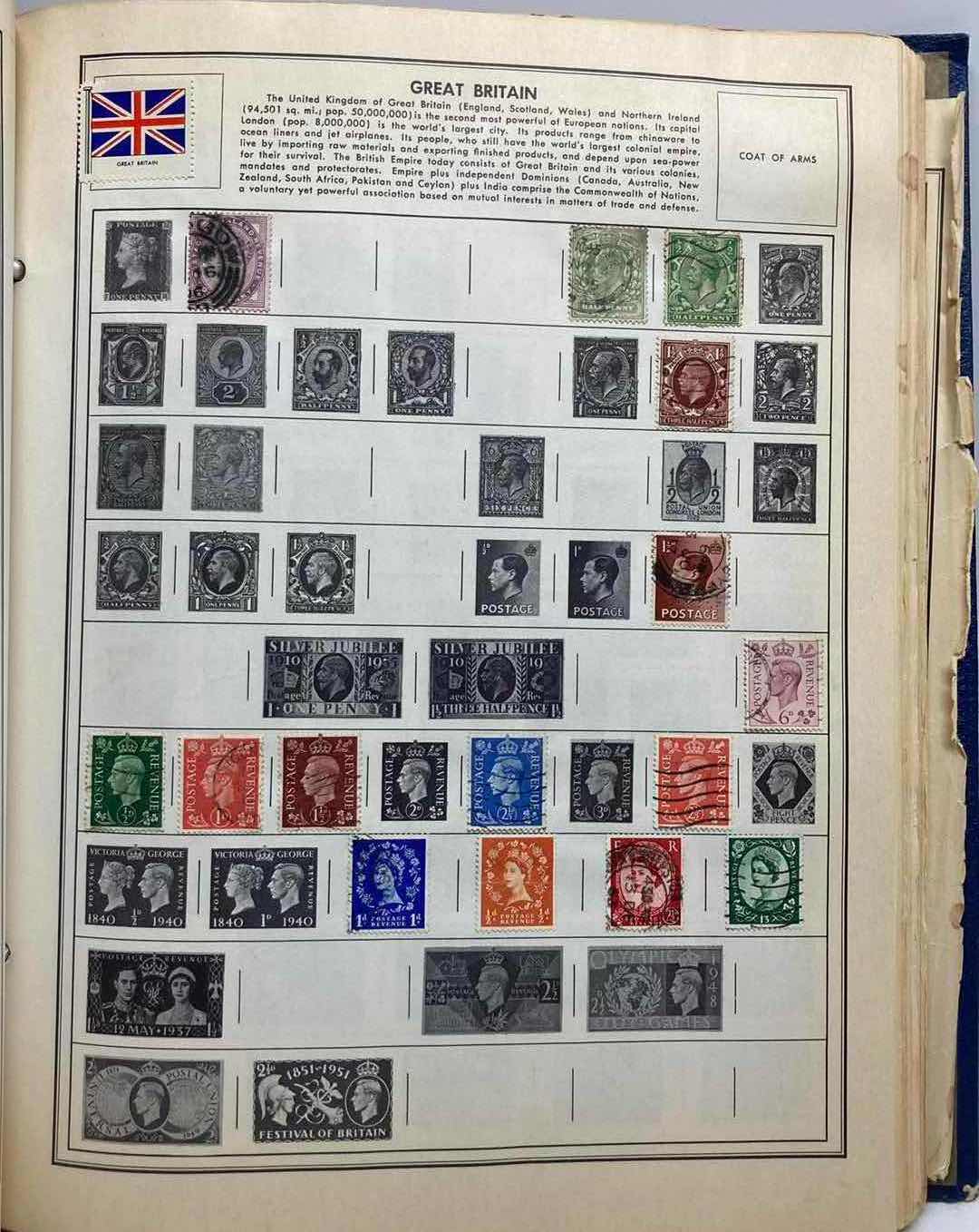 Photo 1 of THE AMBASSADOR ALBUM POSTAGE STAMPS OF THE WORLD BOOKLET PRINTED 1957 COPYRIGHT 1954 W STAMPS FROM AROUND THE WORLD