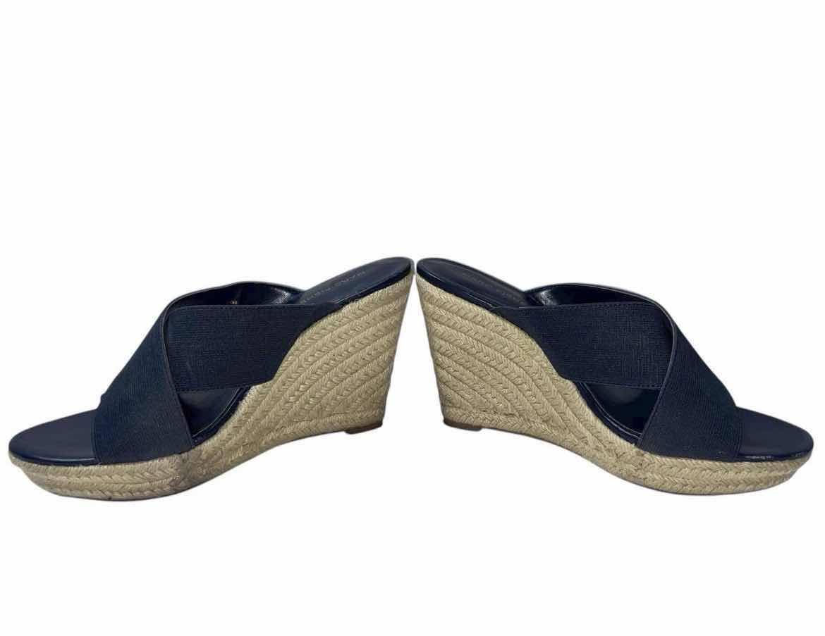 Photo 1 of MARC FISHER BLUE ENGAGED CROSSOVER ESPADRILLE WEDGE SANDALS WOMEN’S SIZE 9