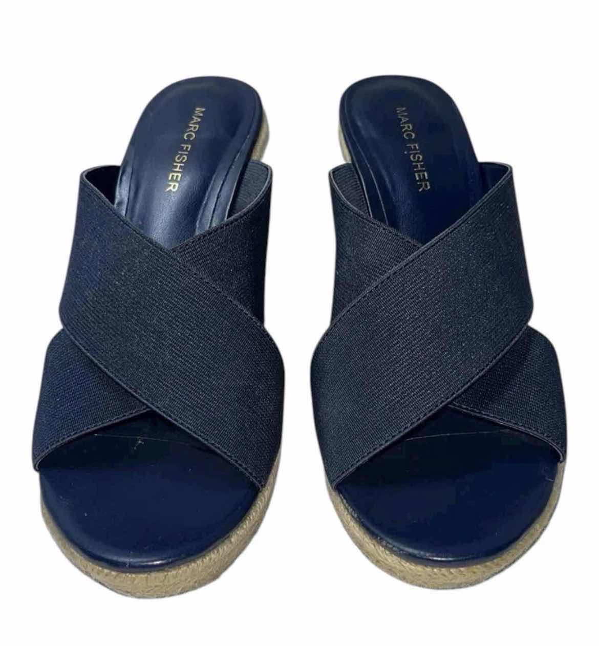 Photo 1 of MARC FISHER BLUE ENGAGED CROSSOVER ESPADRILLE WEDGE SANDALS WOMEN’S SIZE 9