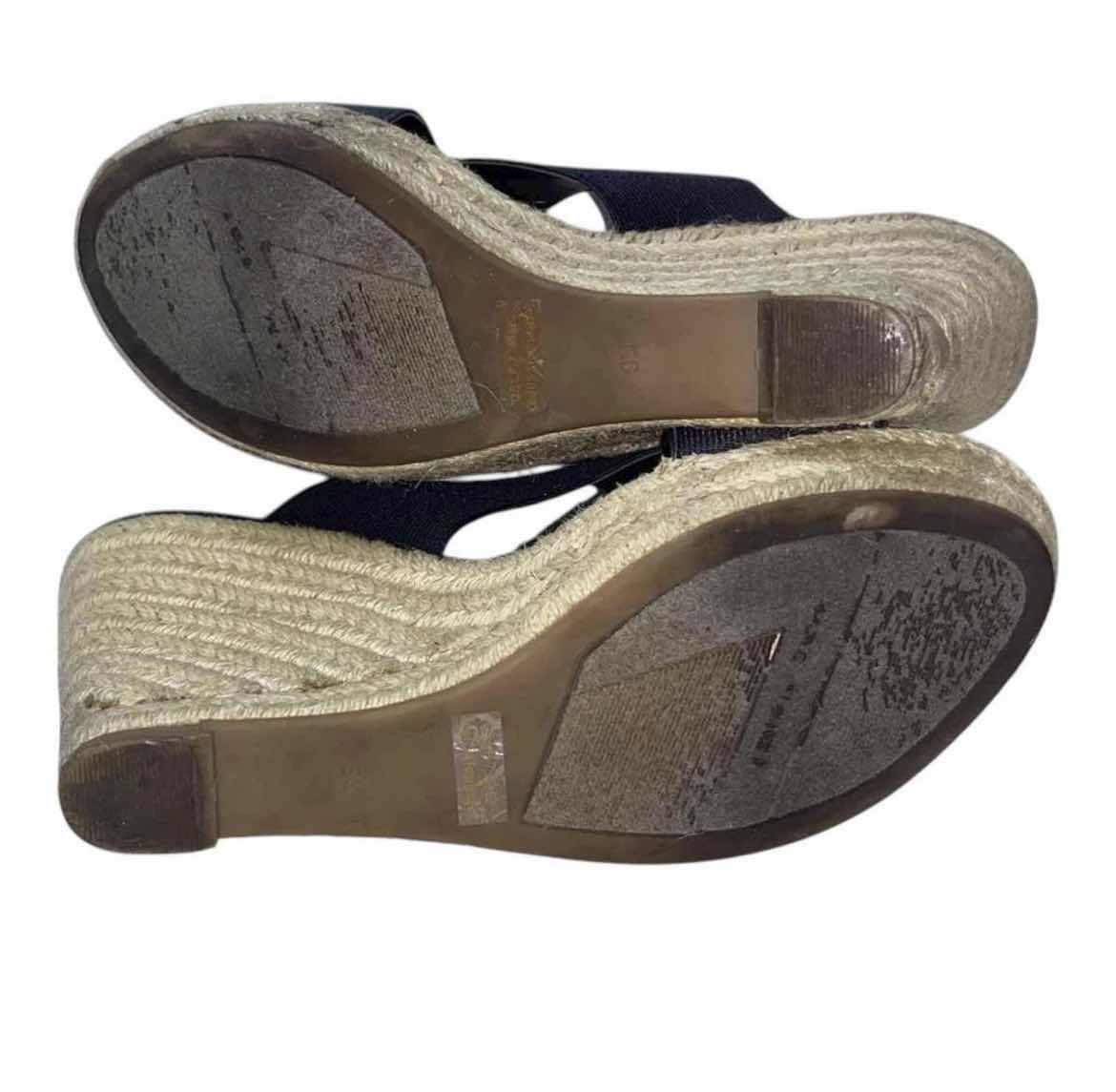 Photo 1 of MARC FISHER BLUE ENGAGED CROSSOVER ESPADRILLE WEDGE SANDALS WOMEN’S SIZE 9