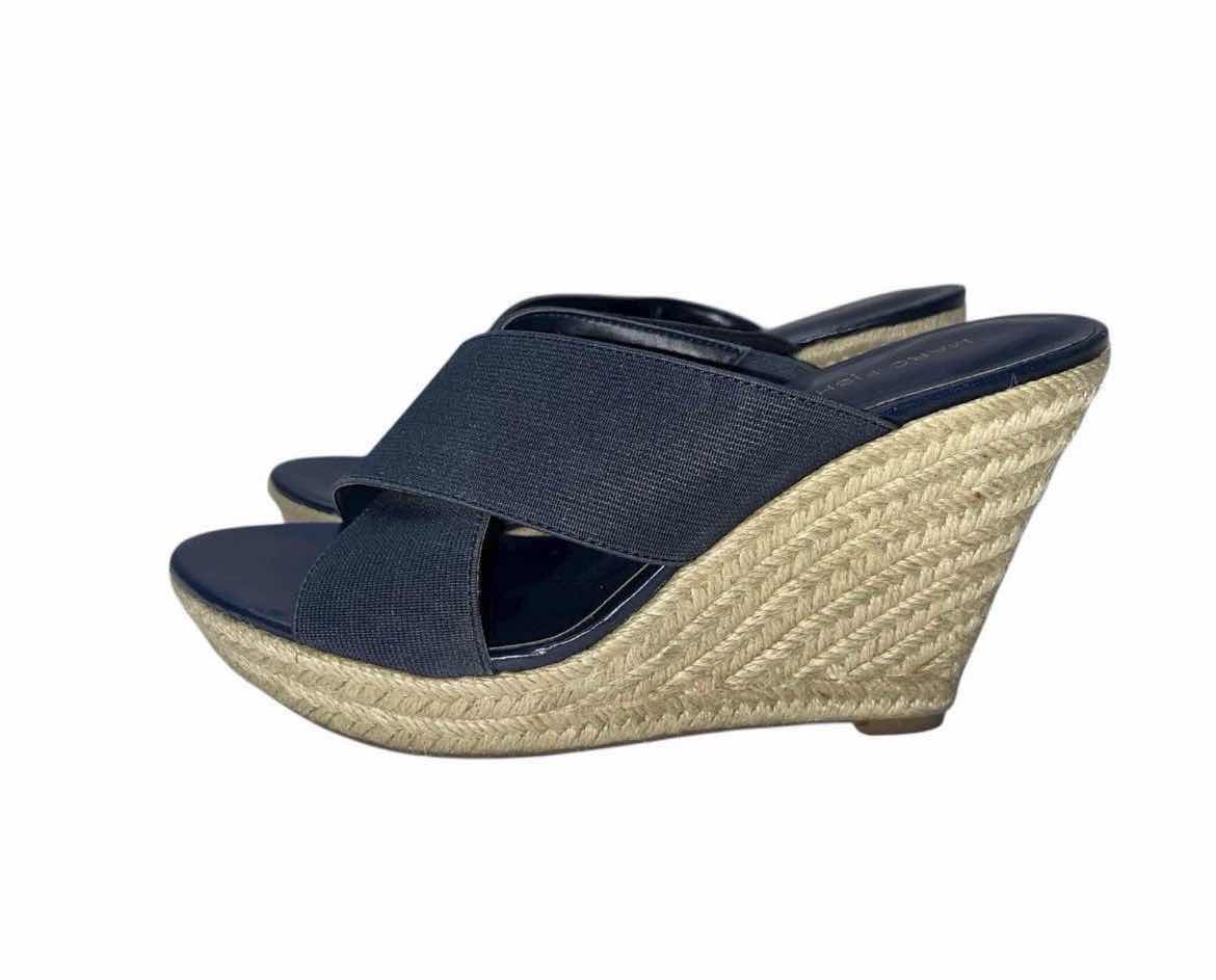 Photo 1 of MARC FISHER BLUE ENGAGED CROSSOVER ESPADRILLE WEDGE SANDALS WOMEN’S SIZE 9