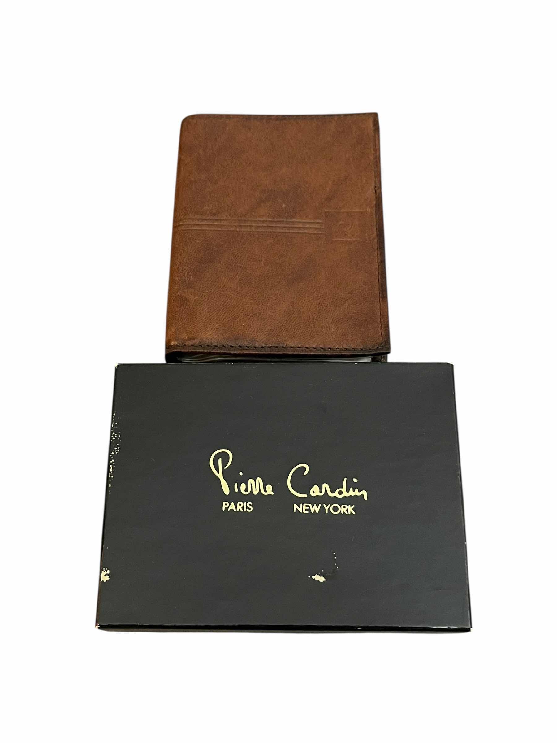 Photo 1 of PIERRE CARDIN PARIS NEW YORK BROWN LEATHER WALLET W BOX