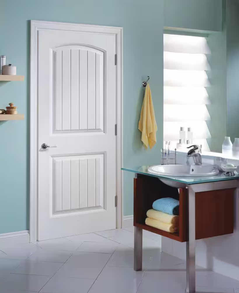 Photo 1 of MASONITE WHITE FINISH 2-PANEL CHEYENNE SMOOTH CAMBER TOP PLANK HOLLOW CORE INTERIOR DOOR SLAB 30” X 80”