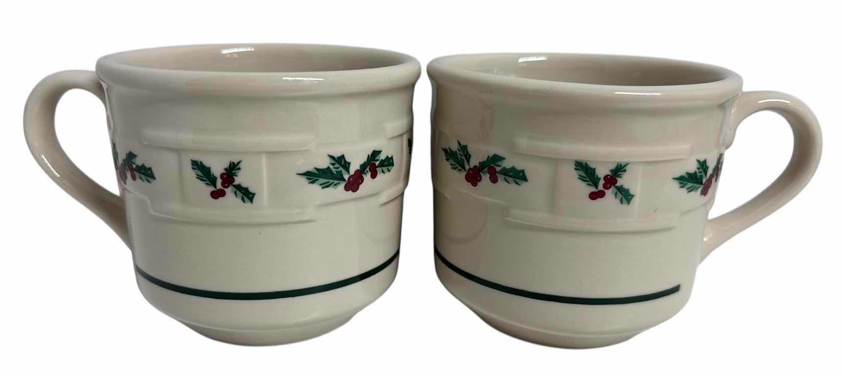 Photo 1 of LONGABERGER POTTERY WOVEN TRADITIONS HOLLY COLLECTION, 3” FLAT CUPS MUGS (2 PCS)