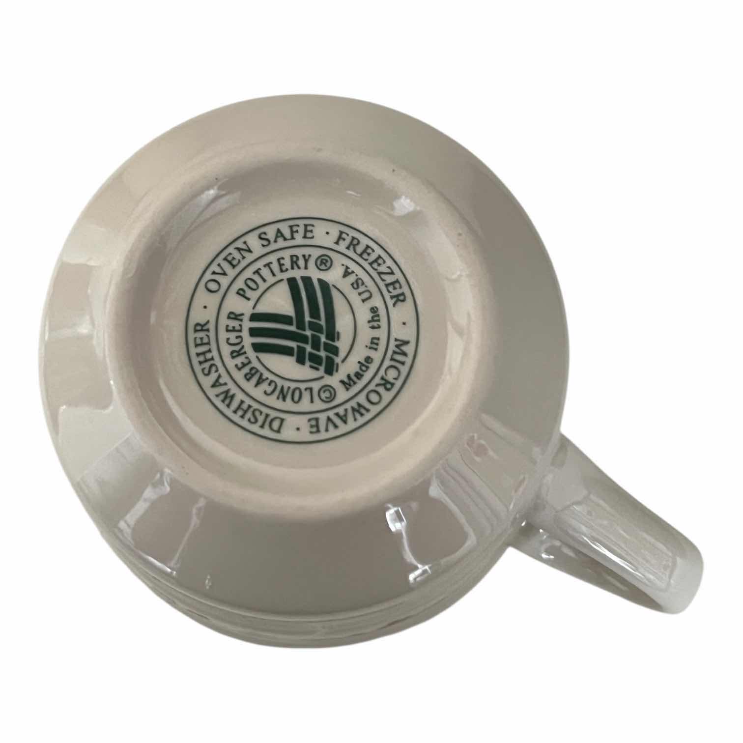 Photo 1 of LONGABERGER POTTERY WOVEN TRADITIONS HOLLY COLLECTION, 3” FLAT CUPS MUGS (2 PCS)