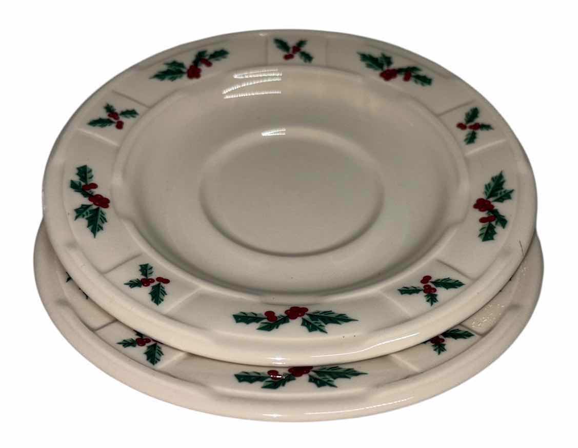 Photo 1 of LONGABERGER POTTERY WOVEN TRADITIONS HOLLY COLLECTION, 5.75” SAUCER PLATES (2)